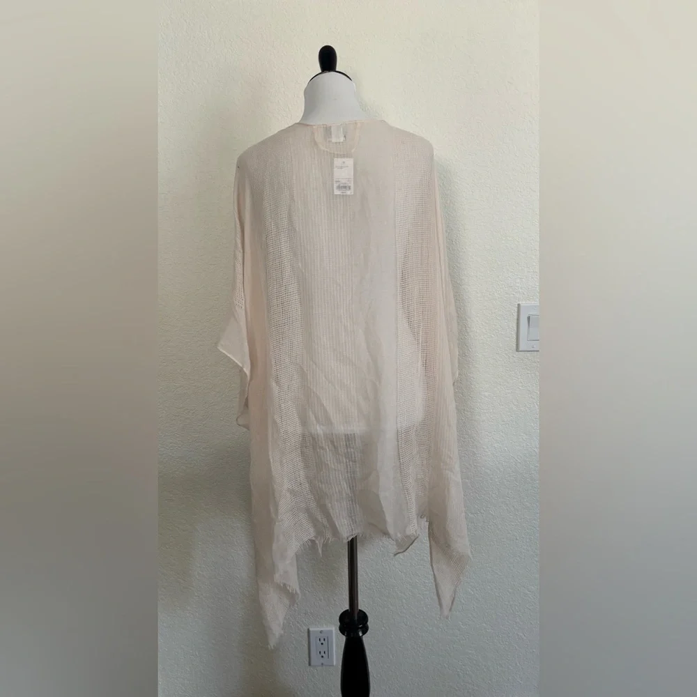 Sonoma Kimono Wrap O/S White Swan Mesh Knit Handkerchief Hem WSN21LP11